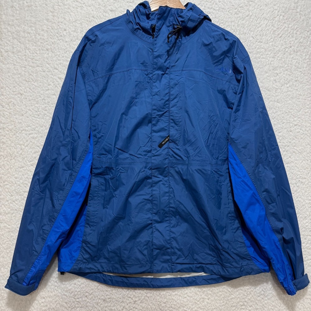 Cabelas Mens L Blue Rain Outdoor Hiking Hunting Packable‎ Jacket 4most Dryplus